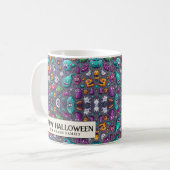 Niedliches, graues Monster Halloween Kaffeetasse (Vorderseite Links)