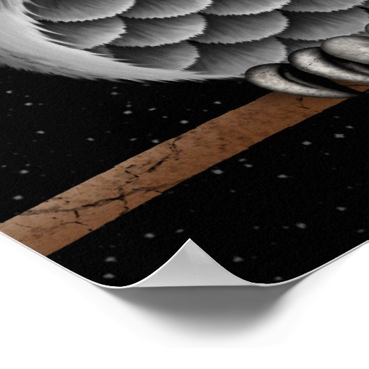 Niedliches Graues Owl mit Brille mit Sternen Poster (Ecke)