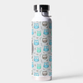 Niedliches graues Owl-Muster Monogramm Trinkflasche (Links)