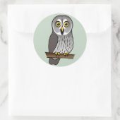 Niedliches graues Owl Runder Aufkleber (Tasche)