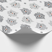 Niedliches graues Owls Baby Duschpapier Geschenkpapier (Ecke)