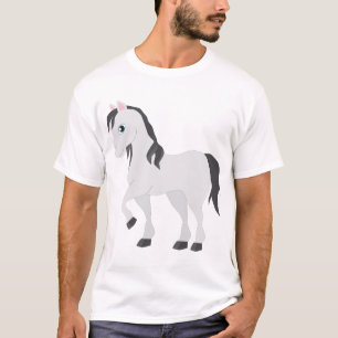 Niedliches graues Pony-Cartoon-Whimsical-Pferd T-Shirt