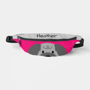 Niedliches graues Poodle Hot Pink Kid Bauchtasche