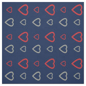 Niedliches graues rotes Herz Muster Mitternachtsbl Stoff (Muster)