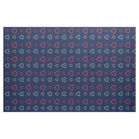 Niedliches graues rotes Herz Muster Mitternachtsbl Stoff (Fat Quarter (45,7 x 55,9 cm))