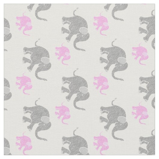 Niedliches graues und rosa Baby-Elefant-Muster Stoff (Nahaufnahme)