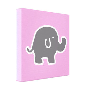Niedliches Graues und weißes Elefant an der rosa L Leinwanddruck