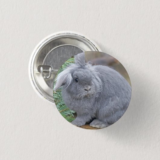 Niedliches Graukaninchen Button (Vorne & Hinten)