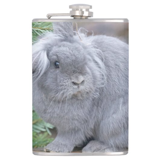 Niedliches Graukaninchen Flachmann (Vorderseite)