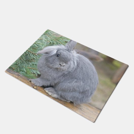 Niedliches Graukaninchen Fußmatte (Schrägansicht)