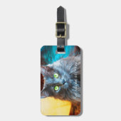 Niedliches GraukatzenFoto, das Sie bei Meow Quote Gepäckanhänger (Vorderseite vertikal)