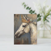 Niedliches Graupferd in einer Krone und Blume Postkarte (Stehend Vorderseite)