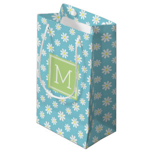 Niedliches Green and Blue Daisies Muster Personali Kleine Geschenktüte
