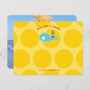 Niedliches Green Cartoon Whale Kid Birthday Party Dankeskarte