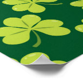 Niedliches Green Clover Kleeblatt Muster Poster (Ecke)
