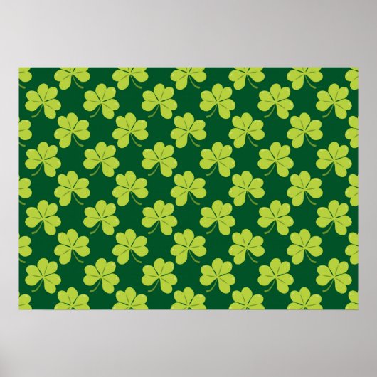 Niedliches Green Clover Kleeblatt Muster Poster (Vorne)