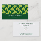 Niedliches Green Clover Kleeblatt Muster Visitenkarte (Vorne/Hinten)