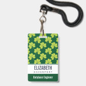 Niedliches Green Clover Muster Ausweis (Rückseite mit Schlüsselband)