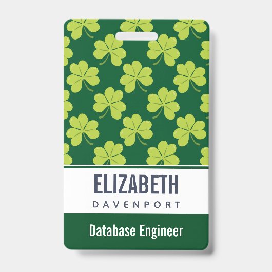 Niedliches Green Clover Muster Ausweis (Vorderseite)