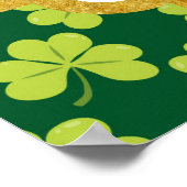 Niedliches Green Clover Muster Hochzeitsempfang Poster (Ecke)