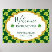 Niedliches Green Clover Muster Hochzeitsempfang