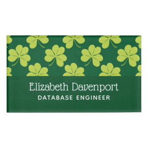 Niedliches Green Clover Muster Namenschild