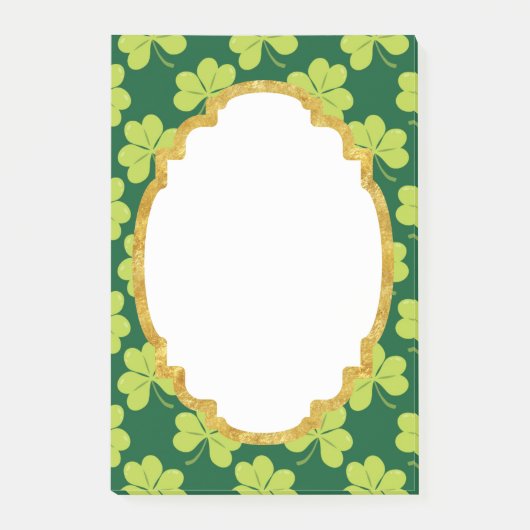 Niedliches Green Clover Muster Post-it Klebezettel (Vorderseite)