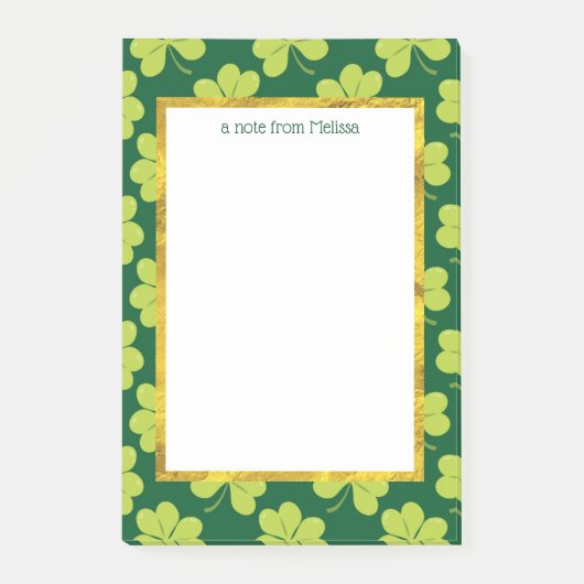 Niedliches Green Clover Muster Post-it Klebezettel (Vorderseite)
