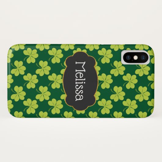 Niedliches Green Clover Pattern mit Extravagantem Case-Mate iPhone Hülle (Rückseite (Horizontal))