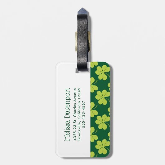 Niedliches Green Clover Pattern mit Extravagantem  Gepäckanhänger (Rückseite vertikal)