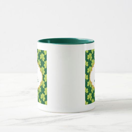Niedliches Green Clover Pattern mit Extravagantem Tasse (Zentrum)