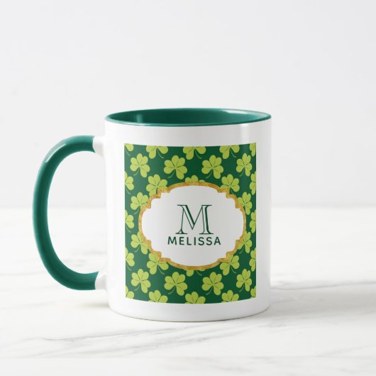 Niedliches Green Clover Pattern mit Extravagantem Tasse (Links)