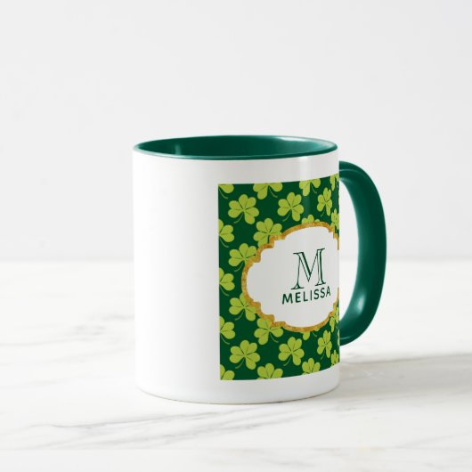 Niedliches Green Clover Pattern mit Extravagantem Tasse (VorderseiteRechts)