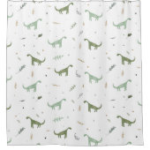 Niedliches Green Dinosaurier Muster Duschvorhang (Vorderseite)