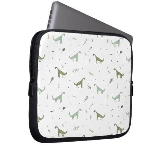 Niedliches Green Dinosaurier Muster Laptopschutzhülle (Vorne Rechts)