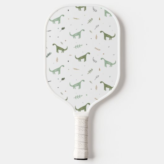 Niedliches Green Dinosaurier Muster Pickleball Schläger (Rückseite)