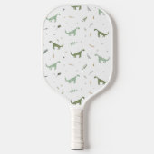 Niedliches Green Dinosaurier Muster Pickleball Schläger (Vorderseite)