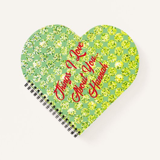 Niedliches Green Feminine Personal Notebook mit Na Notizblock (Vorderseite)