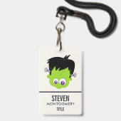 Niedliches Green Frankenstein Monster-Gesicht Hall Ausweis (Rückseite mit Lanyard)
