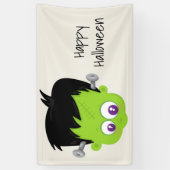 Niedliches Green Frankenstein Monster-Gesicht Hall Banner (Vertikal)