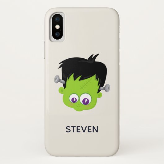 Niedliches Green Frankenstein Monster-Gesicht Hall Case-Mate iPhone Hülle (Rückseite)