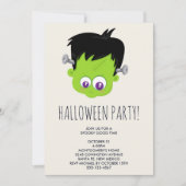 Niedliches Green Frankenstein Monster-Gesicht Hall Einladung (Vorderseite)