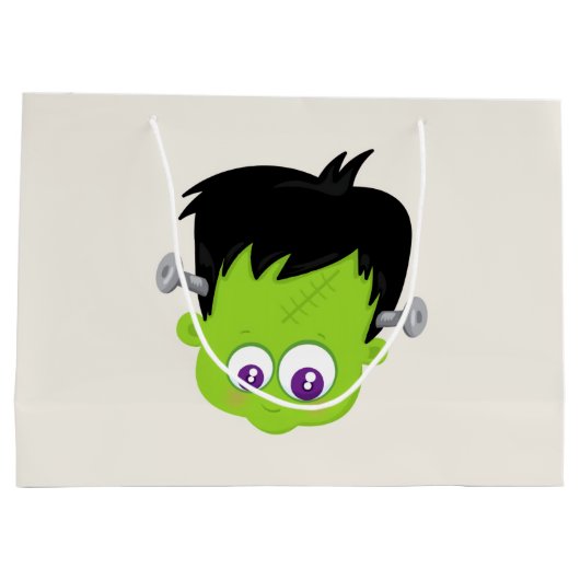 Niedliches Green Frankenstein Monster-Gesicht Hall Große Geschenktüte (Rückseite)