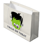 Niedliches Green Frankenstein Monster-Gesicht Hall Große Geschenktüte (Vorderseite Schrägansicht)
