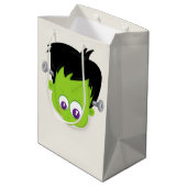Niedliches Green Frankenstein Monster-Gesicht Hall Mittlere Geschenktüte (Rückseite Schrägansicht)