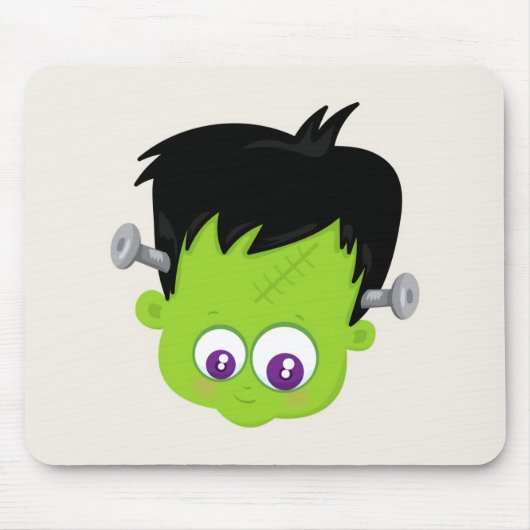 Niedliches Green Frankenstein Monster-Gesicht Hall Mousepad (Vorne)