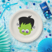 Niedliches Green Frankenstein Monster-Gesicht Hall Pappteller (Party)