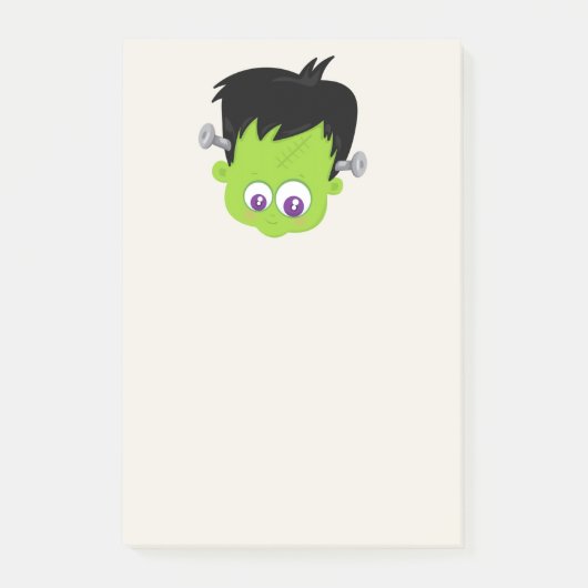 Niedliches Green Frankenstein Monster-Gesicht Hall Post-it Klebezettel (Vorderseite)