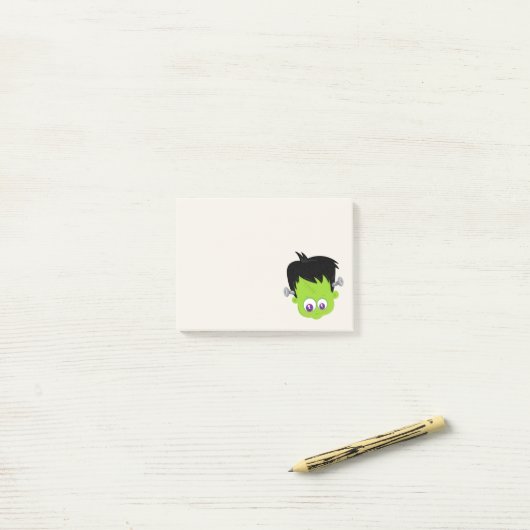 Niedliches Green Frankenstein Monster-Gesicht Hall Post-it Klebezettel (Auf Schreibtisch)