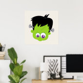 Niedliches Green Frankenstein Monster-Gesicht Hall Poster (Heimbüro)